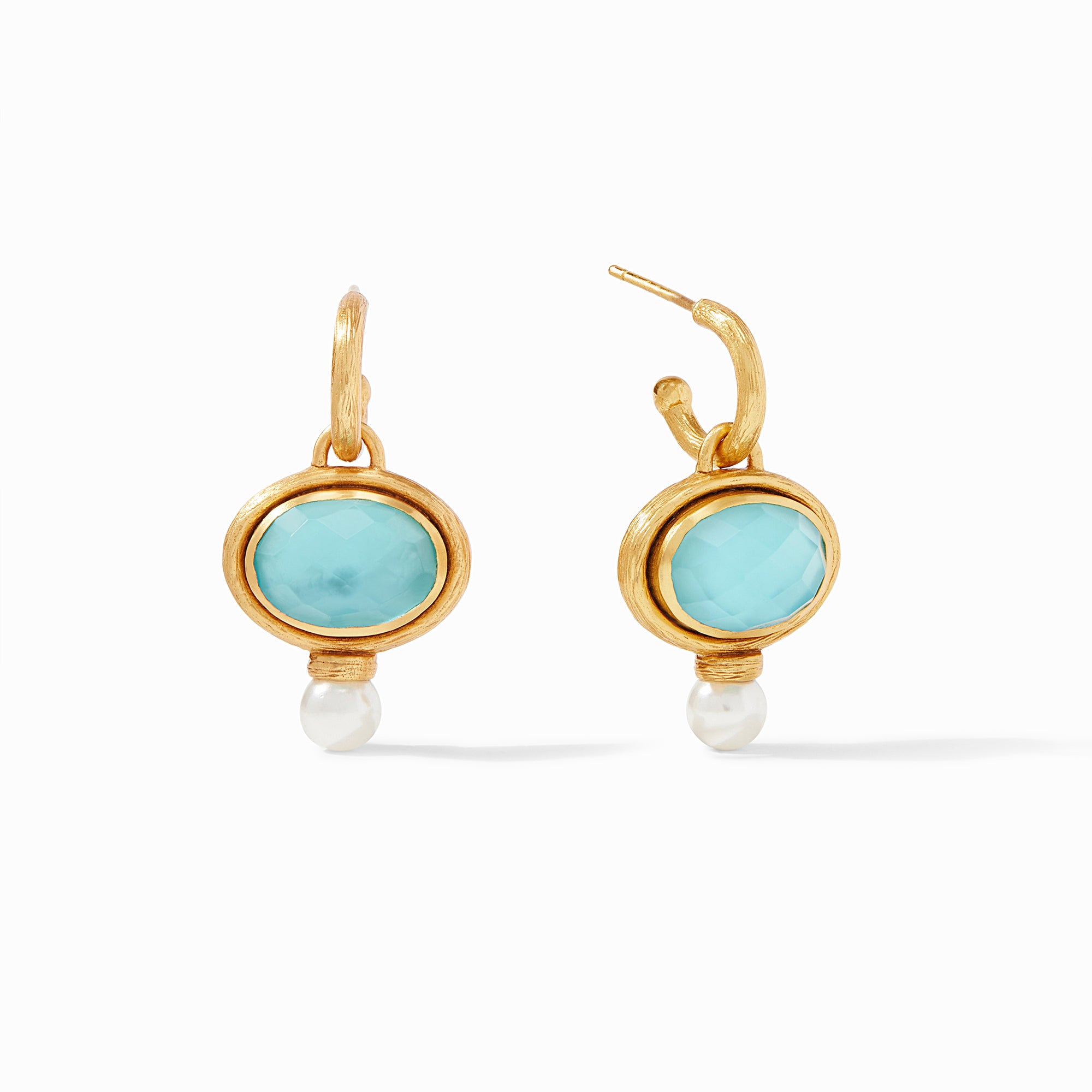 Julie Vos - Simone Hoop &amp; Charm Earring, Iridescent Bahamian Blue
