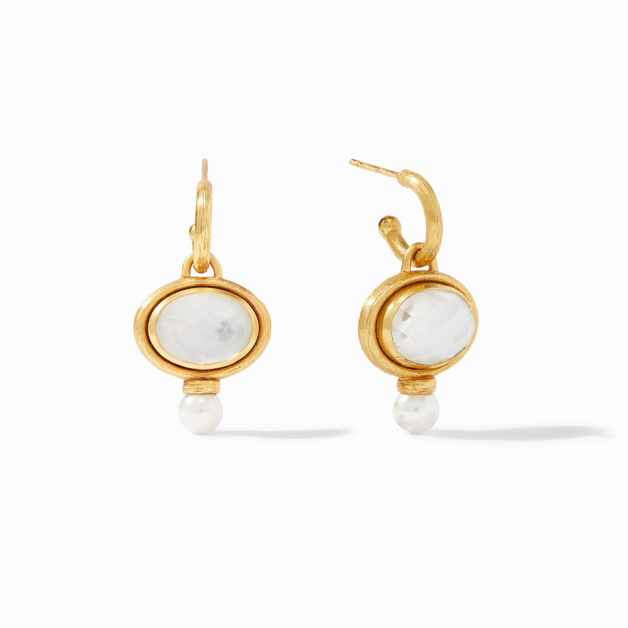 Julie Vos - Simone Hoop &amp; Charm Earring, Iridescent Clear Crystal