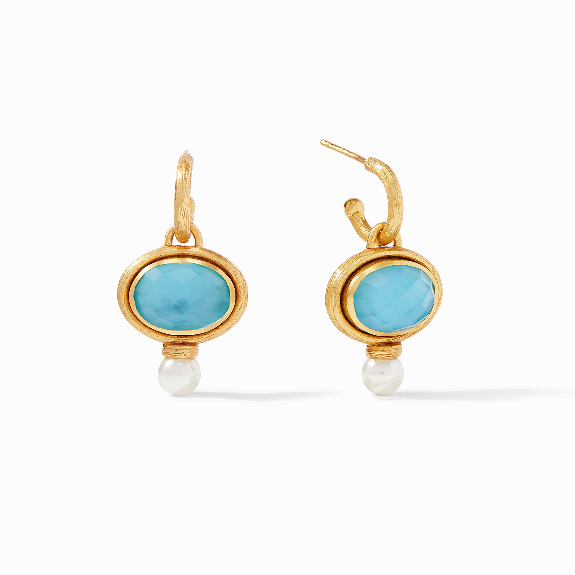 Julie Vos - Simone Hoop &amp; Charm Earring, Iridescent Pacific Blue
