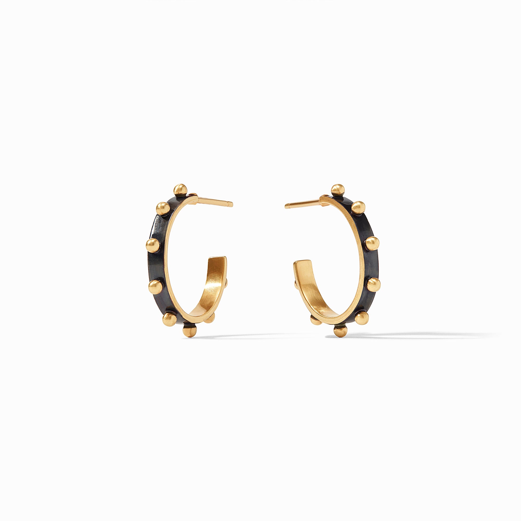 Black Beaded Large Hoop Earrings | New Look