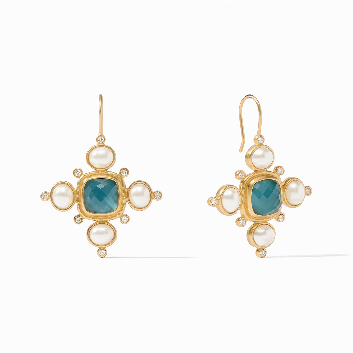 Julie Vos - Tudor Earring, Iridescent Peacock Blue