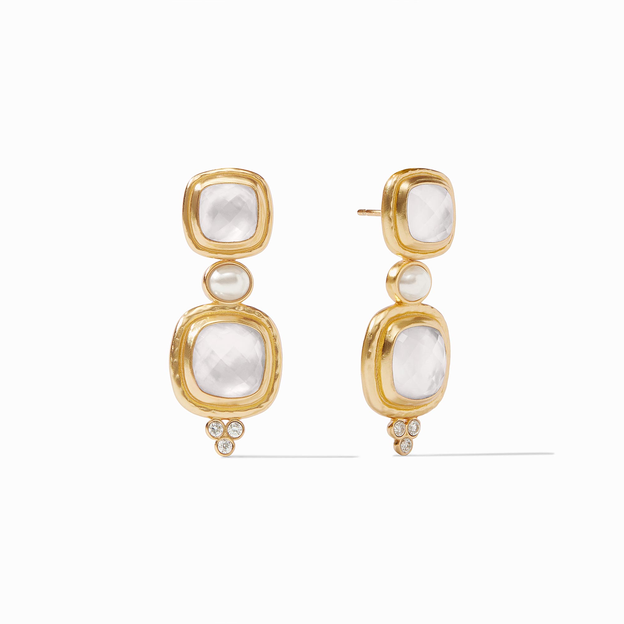 Julie Vos - Tudor Statement Earring, Iridescent Clear Crystal