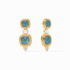 Julie Vos - Tudor Statement Earring, Iridescent Peacock Blue