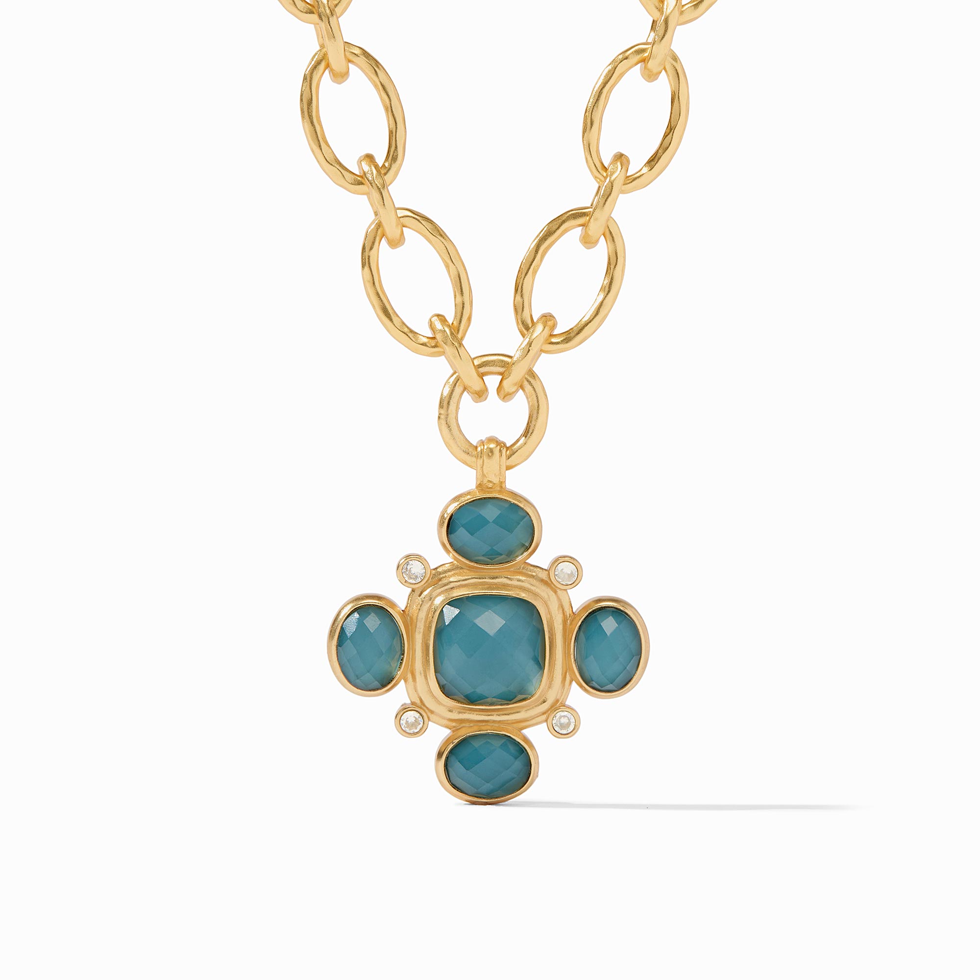 Julie Vos - Tudor Statement Necklace, Iridescent Peacock Blue