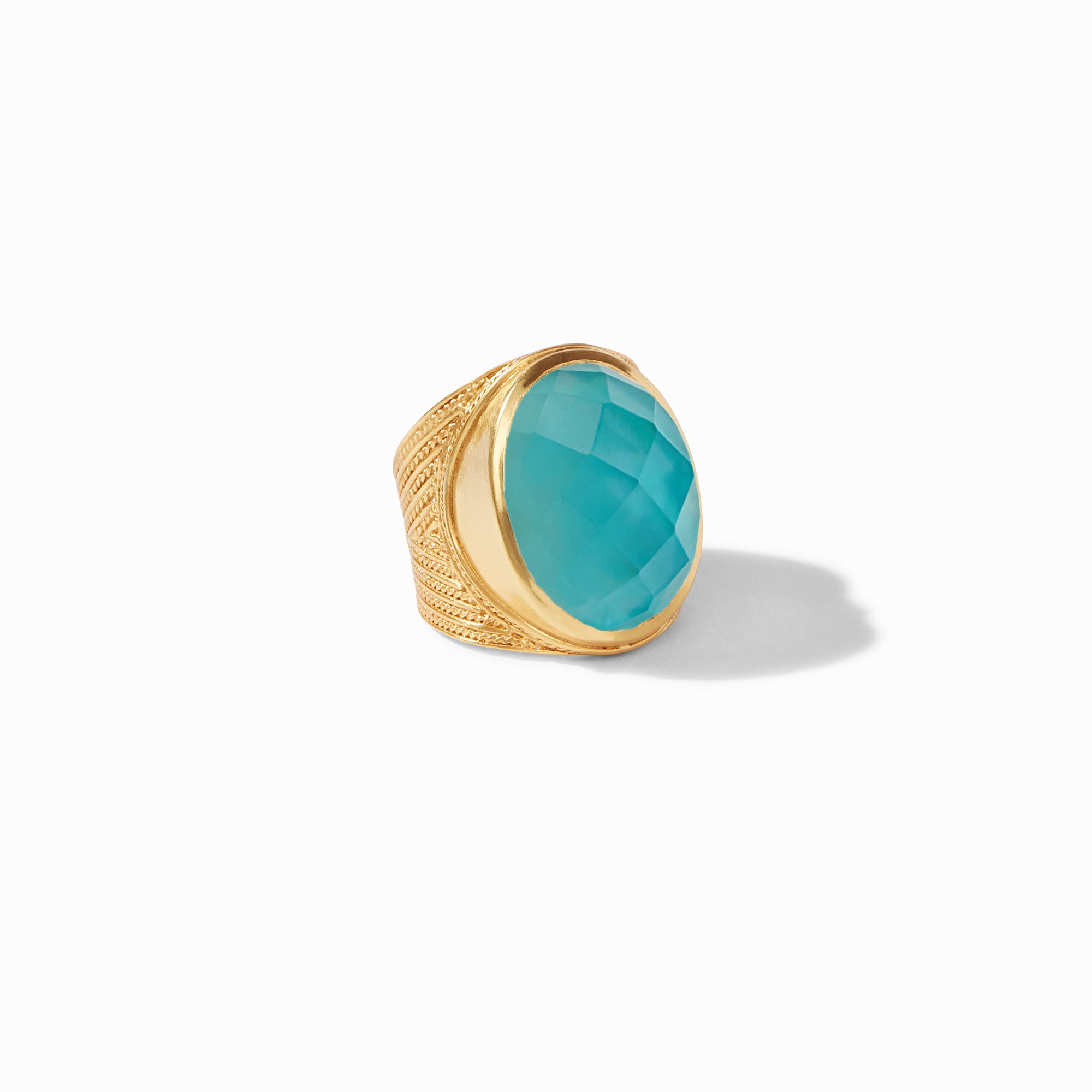 Julie Vos - Verona Statement Ring, Iridescent Bahamian Blue / 9, Bahamian Blue, spring 2022, spring blue hues