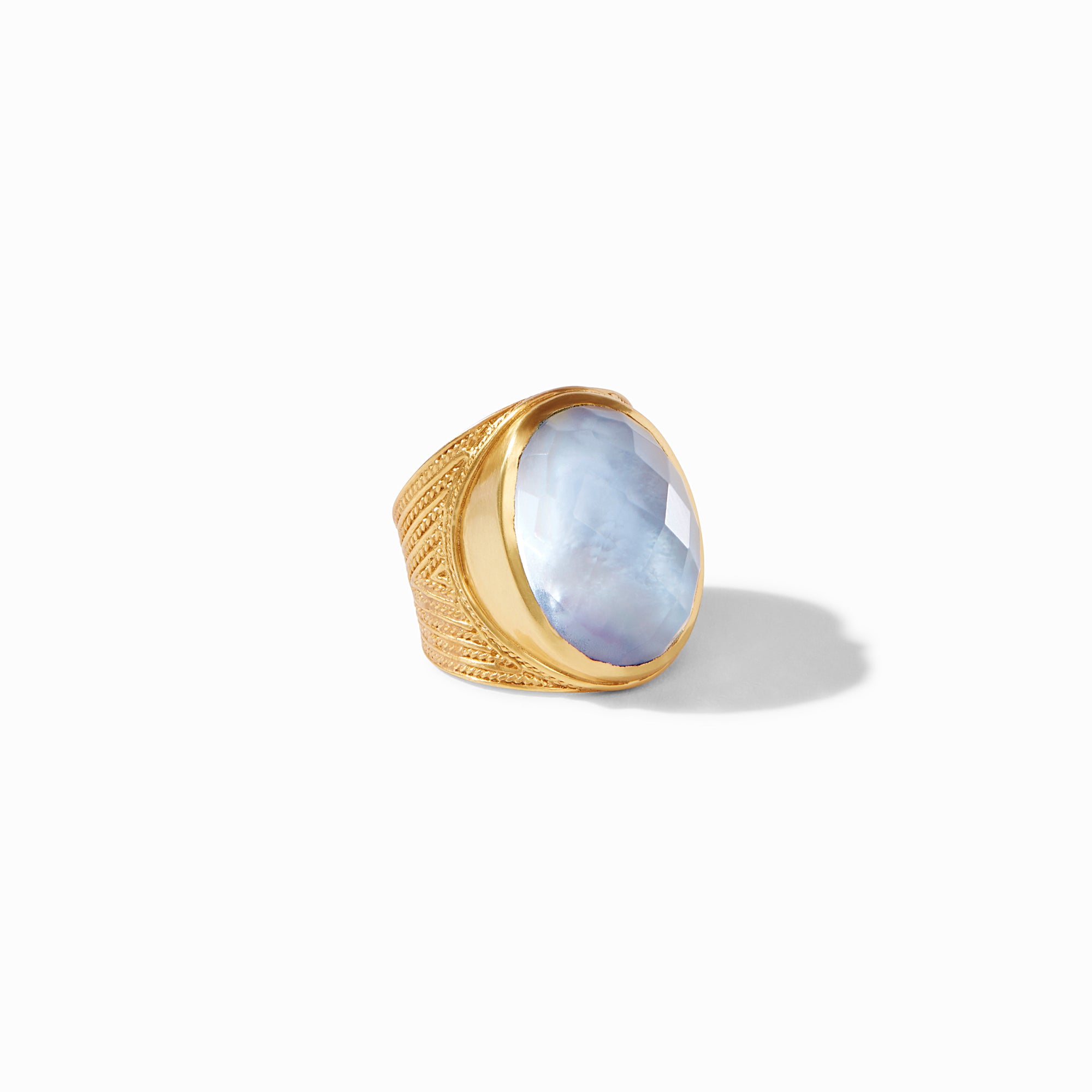 Julie Vos - Verona Statement Ring, Iridescent Chalcedony Blue / 9, Iridescent Chalcedony Blue, new chalcedony blue, long weekend jewels